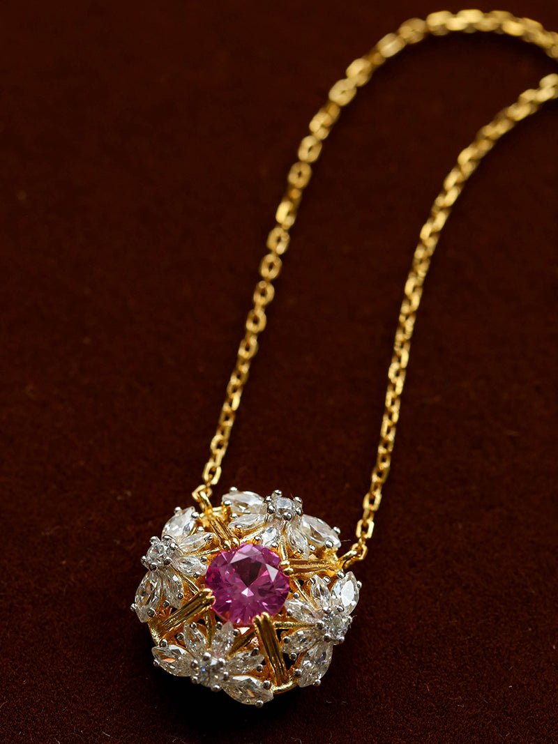 French Vintage Lace Necklace – Pink Sapphire Style - floysun