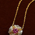 French Vintage Lace Necklace – Pink Sapphire Style - floysun