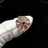 French Vintage Lavender Amethyst Pumpkin Bead Ring - floysun