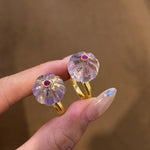 French Vintage Lavender Amethyst Pumpkin Bead Ring - floysun