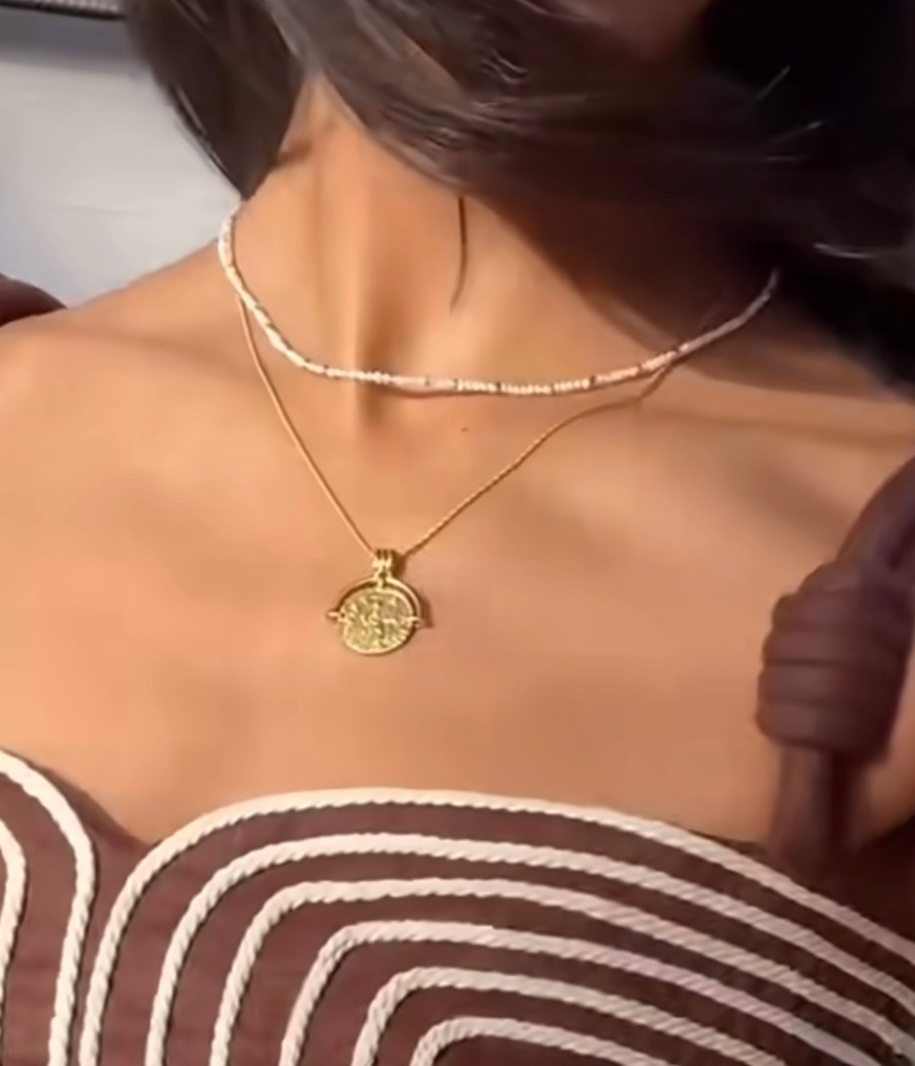 French Vintage Micro Pearl Choker - Dainty 18K Gold Faceted Metal Station Necklace - floysun