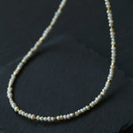 French Vintage Micro Pearl Choker - Dainty 18K Gold Faceted Metal Station Necklace - floysun