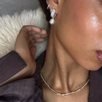 French Vintage Micro Pearl Choker - Dainty 18K Gold Faceted Metal Station Necklace - floysun