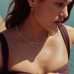 French Vintage Micro Pearl Choker - Dainty 18K Gold Faceted Metal Station Necklace - floysun