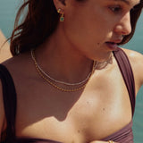 French Vintage Micro Pearl Choker - Dainty 18K Gold Faceted Metal Station Necklace - floysun