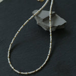 French Vintage Micro Pearl Choker - Dainty 18K Gold Faceted Metal Station Necklace - floysun