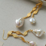 French Vintage Openwork Baroque Pearl Drop Earrings - Double - Layer - floysun