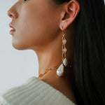 French Vintage Openwork Baroque Pearl Drop Earrings - Double - Layer - floysun