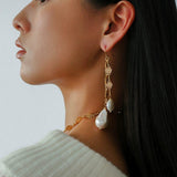 French Vintage Openwork Baroque Pearl Drop Earrings - Double - Layer - floysun