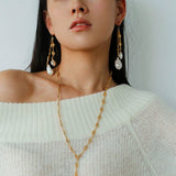 French Vintage Openwork Baroque Pearl Drop Earrings - Double - Layer - floysun