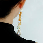 French Vintage Openwork Baroque Pearl Drop Earrings - Double - Layer - floysun