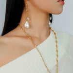French Vintage Openwork Baroque Pearl Drop Earrings - Double - Layer - floysun