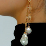 French Vintage Openwork Baroque Pearl Drop Earrings - Double - Layer - floysun