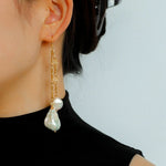 French Vintage Openwork Baroque Pearl Drop Earrings - Double - Layer - floysun