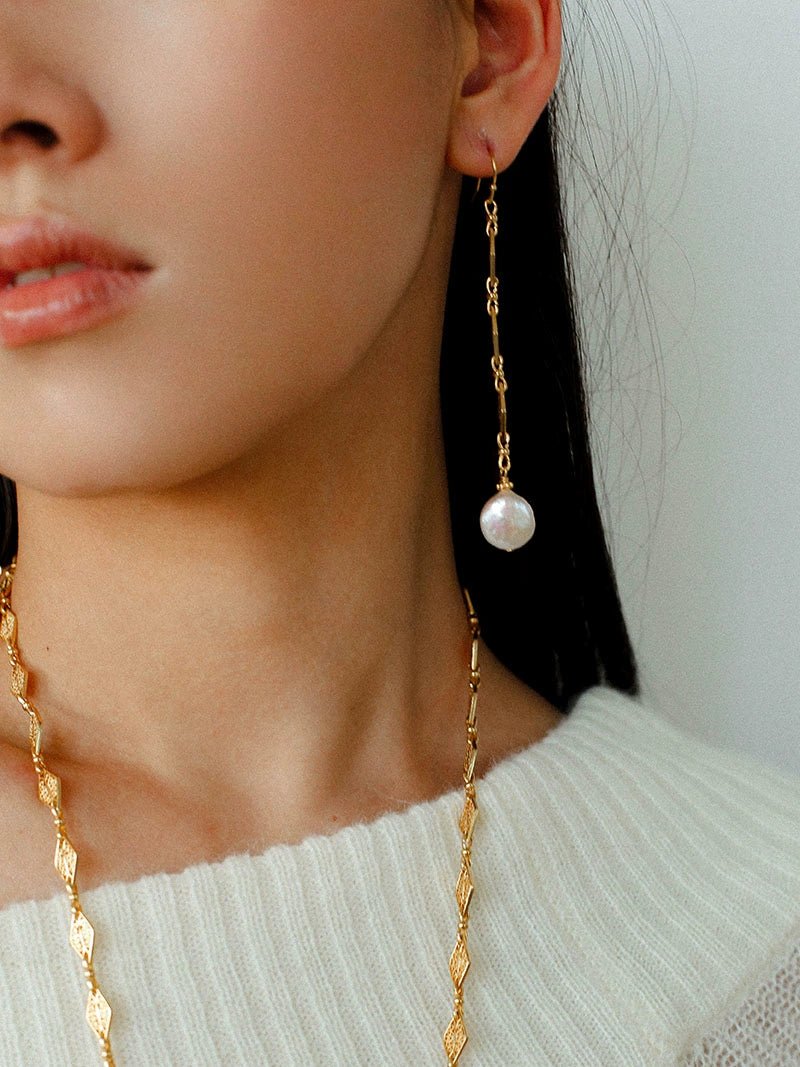 French Vintage Openwork Baroque Pearl Drop Earrings - floysun