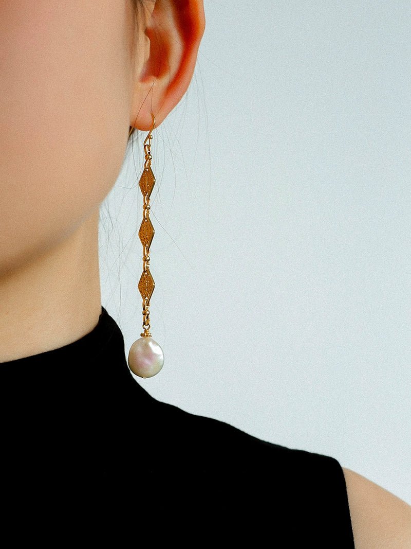 French Vintage Openwork Baroque Pearl Drop Earrings - floysun