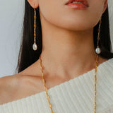 French Vintage Openwork Baroque Pearl Drop Earrings - floysun