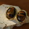 French Vintage Oval Gemstone Statement Stud Earrings - floysun