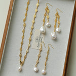 French Vintage Pearl Necklace Gold Plated Openwork Diamond Chain - floysun