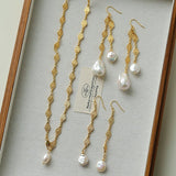 French Vintage Pearl Necklace Gold Plated Openwork Diamond Chain - floysun