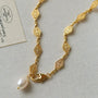 French Vintage Pearl Necklace Gold Plated Openwork Diamond Chain - floysun
