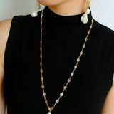 French Vintage Pearl Necklace Gold Plated Openwork Diamond Chain - floysun