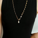 French Vintage Pearl Necklace Gold Plated Openwork Diamond Chain - floysun