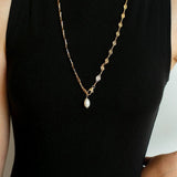 French Vintage Pearl Necklace Gold Plated Openwork Diamond Chain - floysun