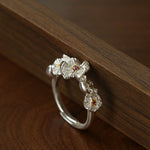 French Vintage Triple Mandala Flower Open Ring - Delicate Adjustable Band - floysun