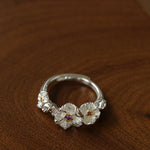 French Vintage Triple Mandala Flower Open Ring - Delicate Adjustable Band - floysun