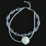 French White Shell Flower Crystal Beaded Bracelet - floysun