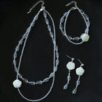 French White Shell Flower Crystal Beaded Bracelet - floysun