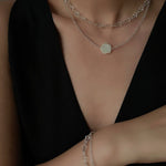 French White Shell Flower Crystal Beaded Double Layer Necklace - floysun