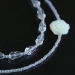 French White Shell Flower Crystal Beaded Double Layer Necklace - floysun