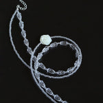 French White Shell Flower Crystal Beaded Double Layer Necklace - floysun