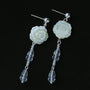 French White Shell Flower Crystal Beaded Earrings - floysun