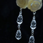 French White Shell Flower Crystal Beaded Earrings - floysun