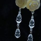 French White Shell Flower Crystal Beaded Earrings - floysun