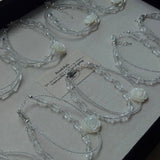 French White Shell Flower Glass Beaded Bracelet - floysun