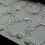 French White Shell Flower Glass Beaded Bracelet - floysun