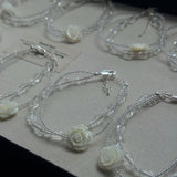 French White Shell Flower Glass Beaded Bracelet - floysun