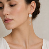 French White Shell Flower Glass Beaded Earrings - floysun