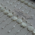 French White Shell Flower Glass Beaded Earrings - floysun