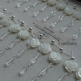 French White Shell Flower Glass Beaded Earrings - floysun
