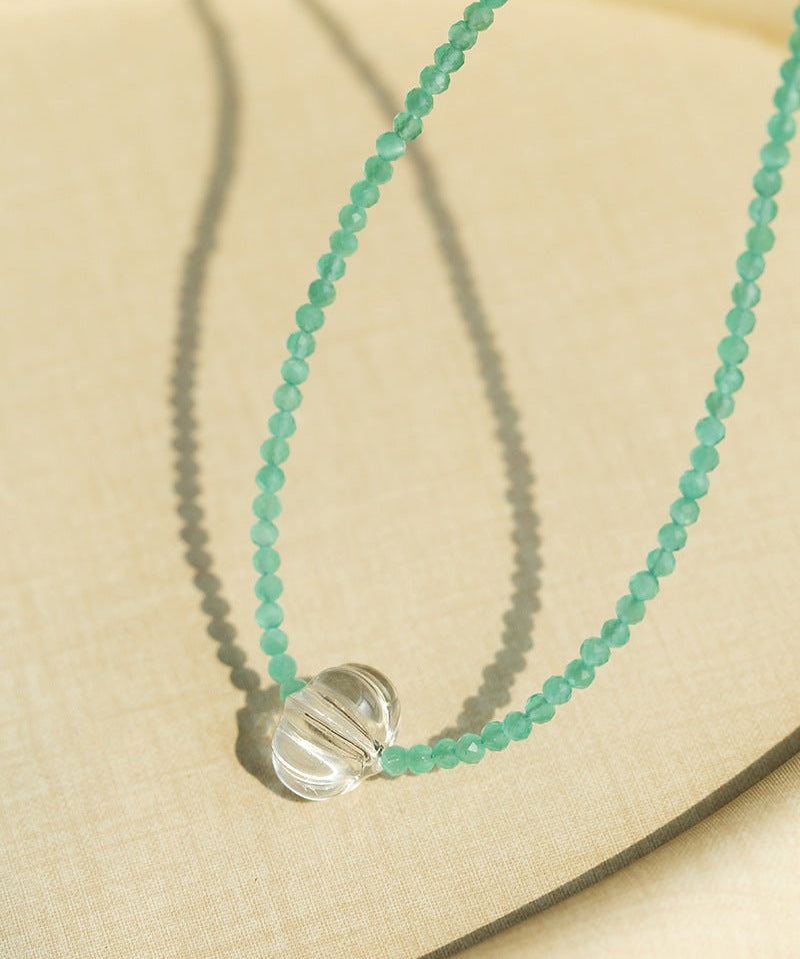 Fresh Mint Green Glass Pumpkin Bead Choker - floysun