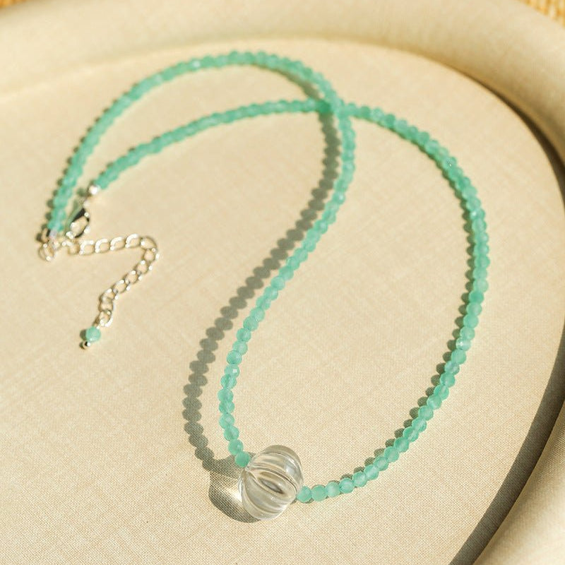 Fresh Mint Green Glass Pumpkin Bead Choker - floysun