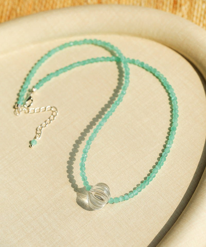Fresh Mint Green Glass Pumpkin Bead Choker - floysun