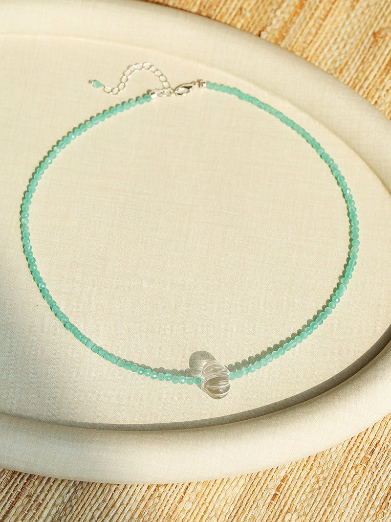 Fresh Mint Green Glass Pumpkin Bead Choker - floysun