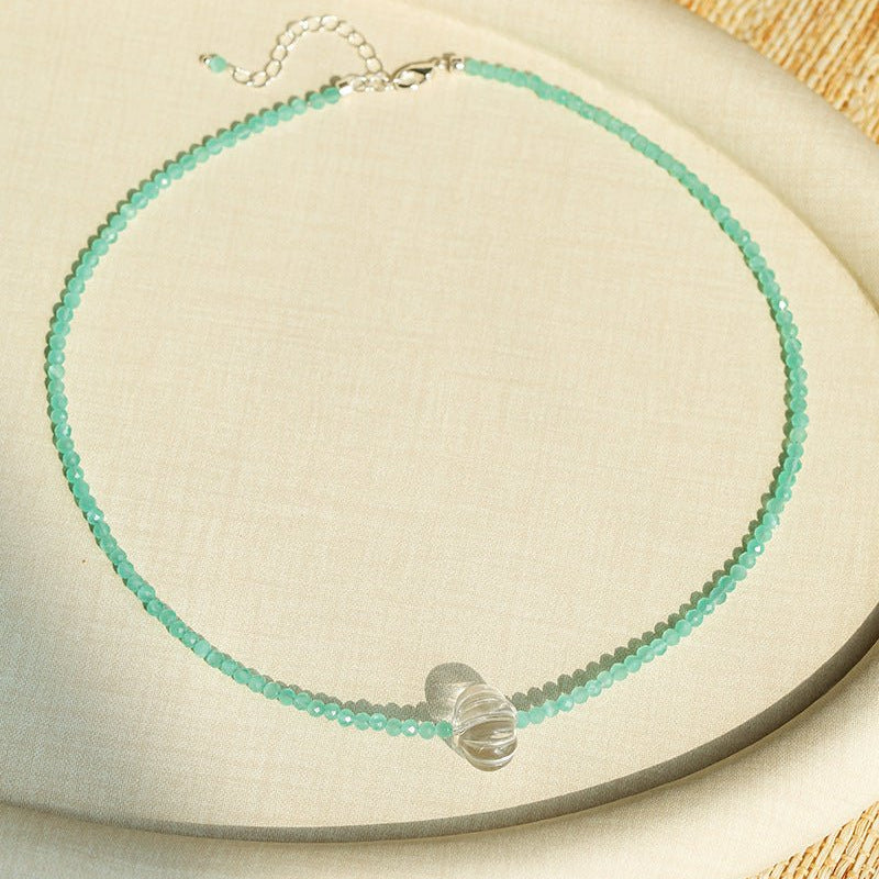 Fresh Mint Green Glass Pumpkin Bead Choker - floysun