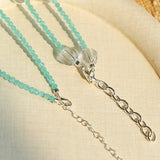 Fresh Mint Green Glass Pumpkin Bead Long Necklace - floysun